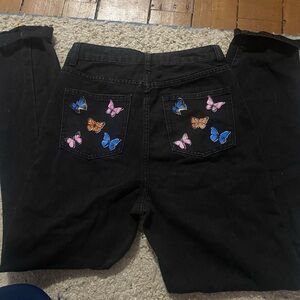 Black butterfly jeans